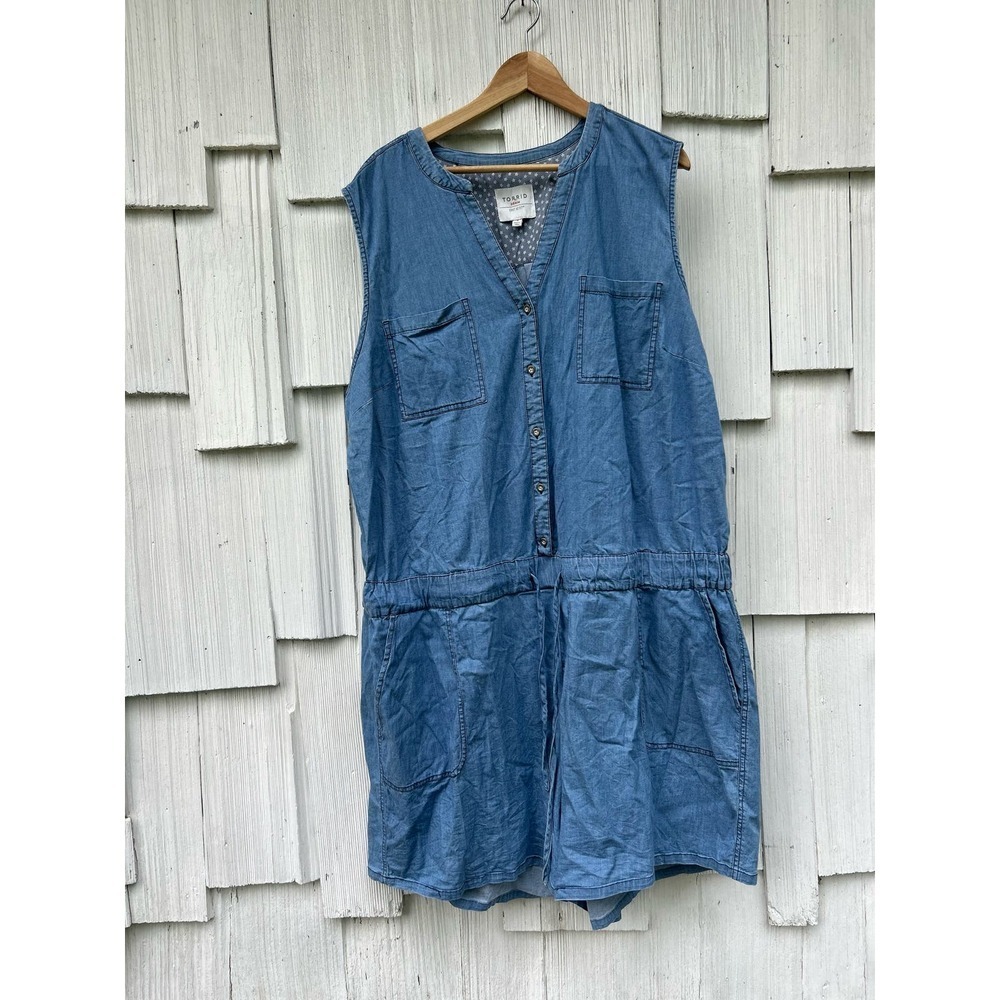 torrid Light Blue Denim Romper - Picture 2 of 9